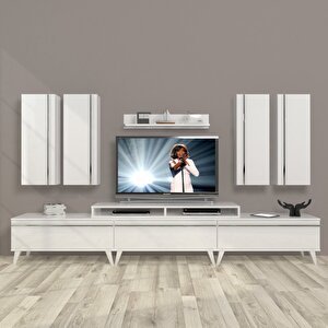 Ekoflex 8d Mdf Retro Tv Ünitesi Tv Sehpası Parlak Beyaz