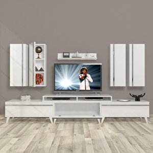 Ekoflex 8d Mdf Retro Tv Ünitesi Tv Sehpası Parlak Beyaz