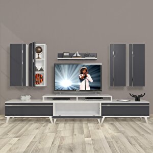 Ekoflex 8d Mdf Retro Tv Ünitesi Tv Sehpası Beyaz - Antrasit