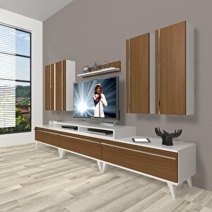 Ekoflex 8d Mdf Retro Tv Ünitesi Tv Sehpası Beyaz - Ceviz
