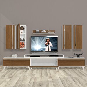 Ekoflex 8d Mdf Retro Tv Ünitesi Tv Sehpası Beyaz - Ceviz
