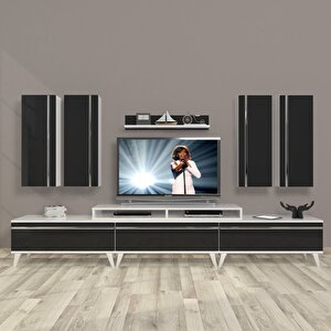 Ekoflex 8d Mdf Retro Tv Ünitesi Tv Sehpası Beyaz - Siyah