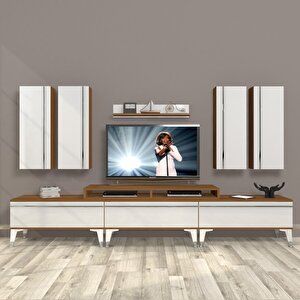 Ekoflex 8d Mdf Silver Tv Ünitesi Tv Sehpası Ceviz Beyaz