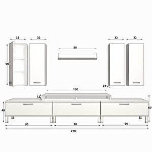 Ekoflex 8d Slm Krom Ayaklı Tv Ünitesi Tv Sehpası
