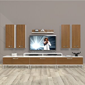 Ekoflex 8d Slm Krom Ayaklı Tv Ünitesi Tv Sehpası Beyaz - Ceviz