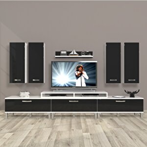 Ekoflex 8d Slm Krom Ayaklı Tv Ünitesi Tv Sehpası Beyaz - Siyah