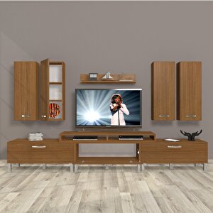 Ekoflex 8d Slm Krom Ayaklı Tv Ünitesi Tv Sehpası Naturel Ceviz