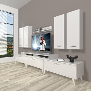 Ekoflex 8d Slm Retro Tv Ünitesi Tv Sehpası Parlak Beyaz