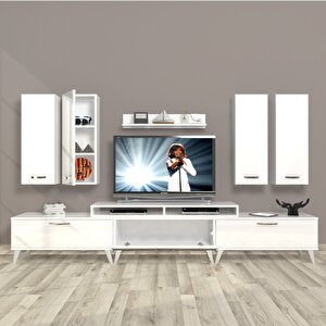 Ekoflex 8d Slm Retro Tv Ünitesi Tv Sehpası Parlak Beyaz
