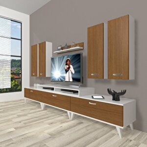 Ekoflex 8d Slm Retro Tv Ünitesi Tv Sehpası Beyaz - Ceviz