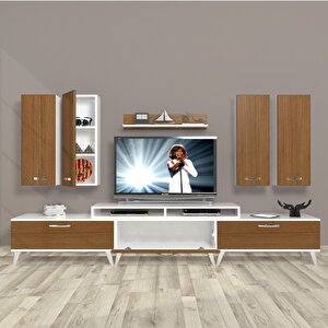 Ekoflex 8d Slm Retro Tv Ünitesi Tv Sehpası Beyaz - Ceviz