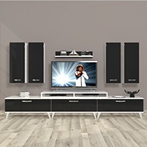 Ekoflex 8d Slm Retro Tv Ünitesi Tv Sehpası Beyaz - Siyah