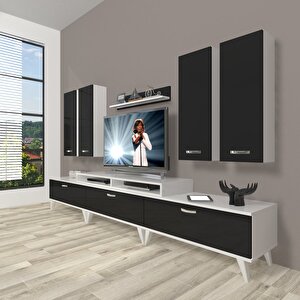 Ekoflex 8d Slm Retro Tv Ünitesi Tv Sehpası Beyaz - Siyah