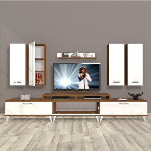 Ekoflex 8d Slm Retro Tv Ünitesi Tv Sehpası Ceviz Beyaz