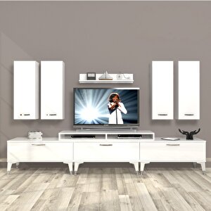 Ekoflex 8d Slm Silver Tv Ünitesi Tv Sehpası Parlak Beyaz