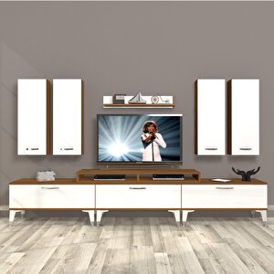 Ekoflex 8d Slm Silver Tv Ünitesi Tv Sehpası Ceviz Beyaz