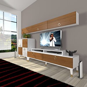 Ekoflex 8 Mdf Gold Tv Ünitesi Tv Sehpası Beyaz - Ceviz