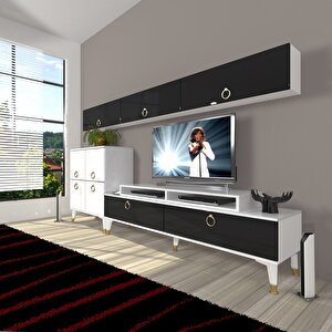 Ekoflex 8 Mdf Gold Tv Ünitesi Tv Sehpası Beyaz - Siyah