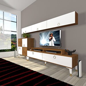 Ekoflex 8 Mdf Gold Tv Ünitesi Tv Sehpası Ceviz Beyaz