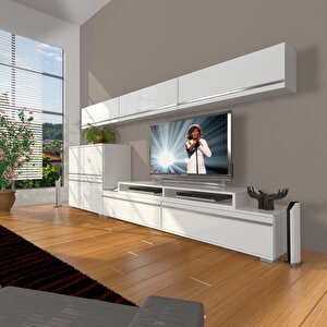 Ekoflex 8 Mdf Tv Ünitesi Tv Sehpası Parlak Beyaz