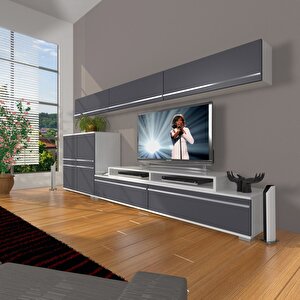 Ekoflex 8 Mdf Tv Ünitesi Tv Sehpası Beyaz - Antrasit