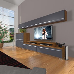 Ekoflex 8 Mdf Tv Ünitesi Tv Sehpası Ceviz Antrasit