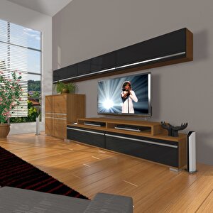 Ekoflex 8 Mdf Tv Ünitesi Tv Sehpası Ceviz-Siyah