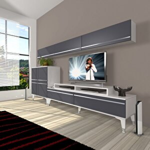 Ekoflex 8 Mdf Silver Tv Ünitesi Tv Sehpası Beyaz - Antrasit