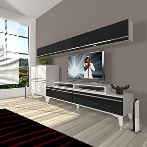 Ekoflex 8 Mdf Silver Tv Ünitesi Tv Sehpası Beyaz - Siyah