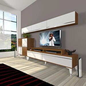Ekoflex 8 Mdf Silver Tv Ünitesi Tv Sehpası Ceviz Beyaz