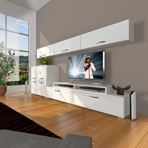 Ekoflex 8 Slm Tv Ünitesi Tv Sehpası Parlak Beyaz
