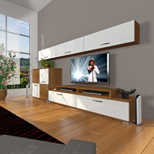 Ekoflex 8 Slm Tv Ünitesi Tv Sehpası Ceviz Beyaz