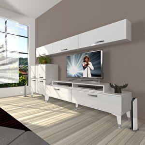 Ekoflex 8 Slm Silver Tv Ünitesi Tv Sehpası Parlak Beyaz
