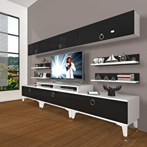 Ekoflex 8y Mdf Gold Tv Ünitesi Tv Sehpası Beyaz - Siyah