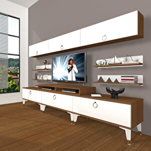 Ekoflex 8y Mdf Gold Tv Ünitesi Tv Sehpası Ceviz Beyaz