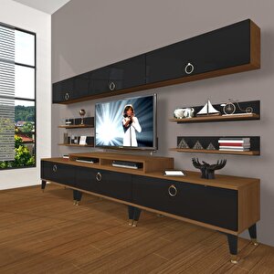 Ekoflex 8y Mdf Gold Tv Ünitesi Tv Sehpası Ceviz-Siyah