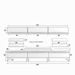 Ekoflex 8y Mdf Krom Ayaklı Tv Ünitesi Tv Sehpası Naturel Ceviz