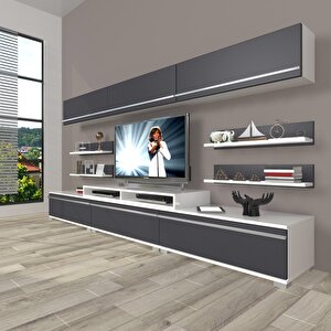 Ekoflex 8y Mdf Tv Ünitesi Tv Sehpası Beyaz - Antrasit