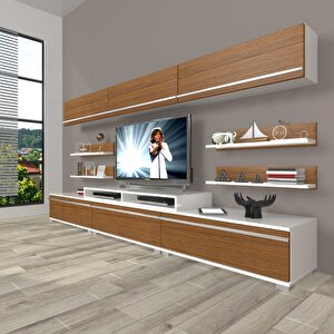 Ekoflex 8y Mdf Tv Ünitesi Tv Sehpası Beyaz - Ceviz