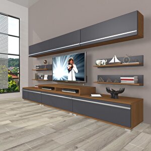 Ekoflex 8y Mdf Tv Ünitesi Tv Sehpası Ceviz Antrasit