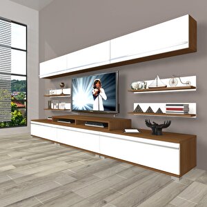 Ekoflex 8y Mdf Tv Ünitesi Tv Sehpası Ceviz Beyaz