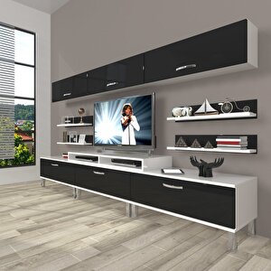 Ekoflex 8y Slm Krom Ayaklı Tv Ünitesi Tv Sehpası Beyaz - Siyah