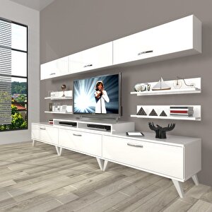 Ekoflex 8y Slm Retro Tv Ünitesi Tv Sehpası Parlak Beyaz