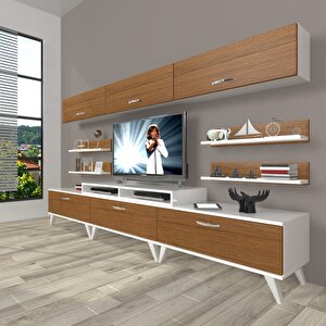 Ekoflex 8y Slm Retro Tv Ünitesi Tv Sehpası Beyaz - Ceviz