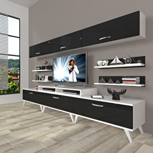 Ekoflex 8y Slm Retro Tv Ünitesi Tv Sehpası Beyaz - Siyah
