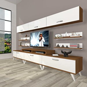 Ekoflex 8y Slm Retro Tv Ünitesi Tv Sehpası Ceviz Beyaz