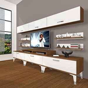 Ekoflex 8y Slm Silver Tv Ünitesi Tv Sehpası Ceviz Beyaz