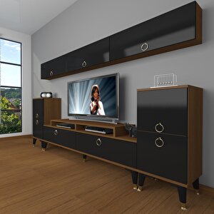 Ekoflex 9 Mdf Gold Tv Ünitesi Tv Sehpası Ceviz-Siyah