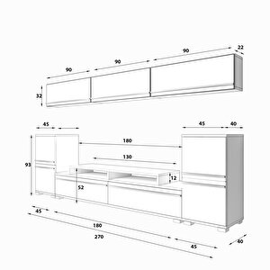Ekoflex 9 Mdf Tv Ünitesi Tv Sehpası Parlak Beyaz