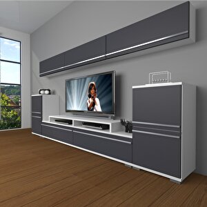 Ekoflex 9 Mdf Tv Ünitesi Tv Sehpası Beyaz - Antrasit